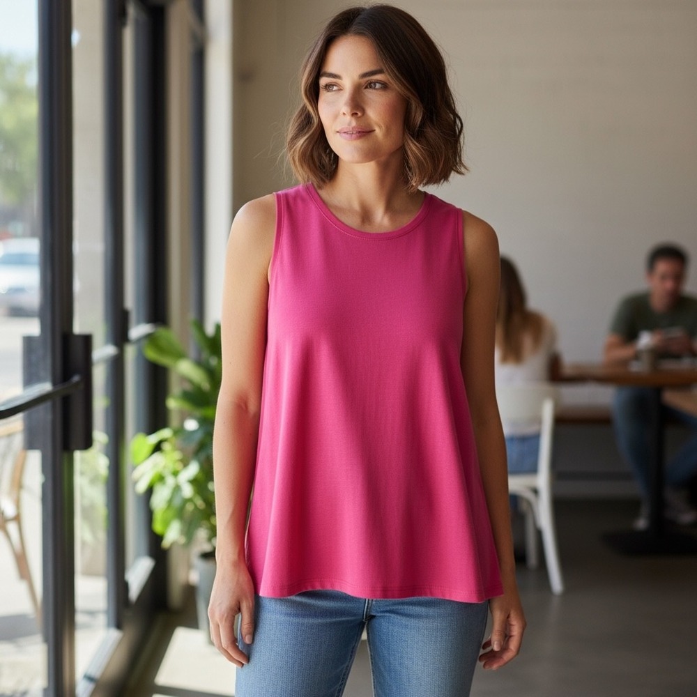 Gibson Womens Top Medium Pink Sleeveless Tank‎ Casual Knit Summer